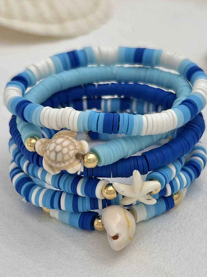 6-Piece Ceramic Beaded Shell Bracelet