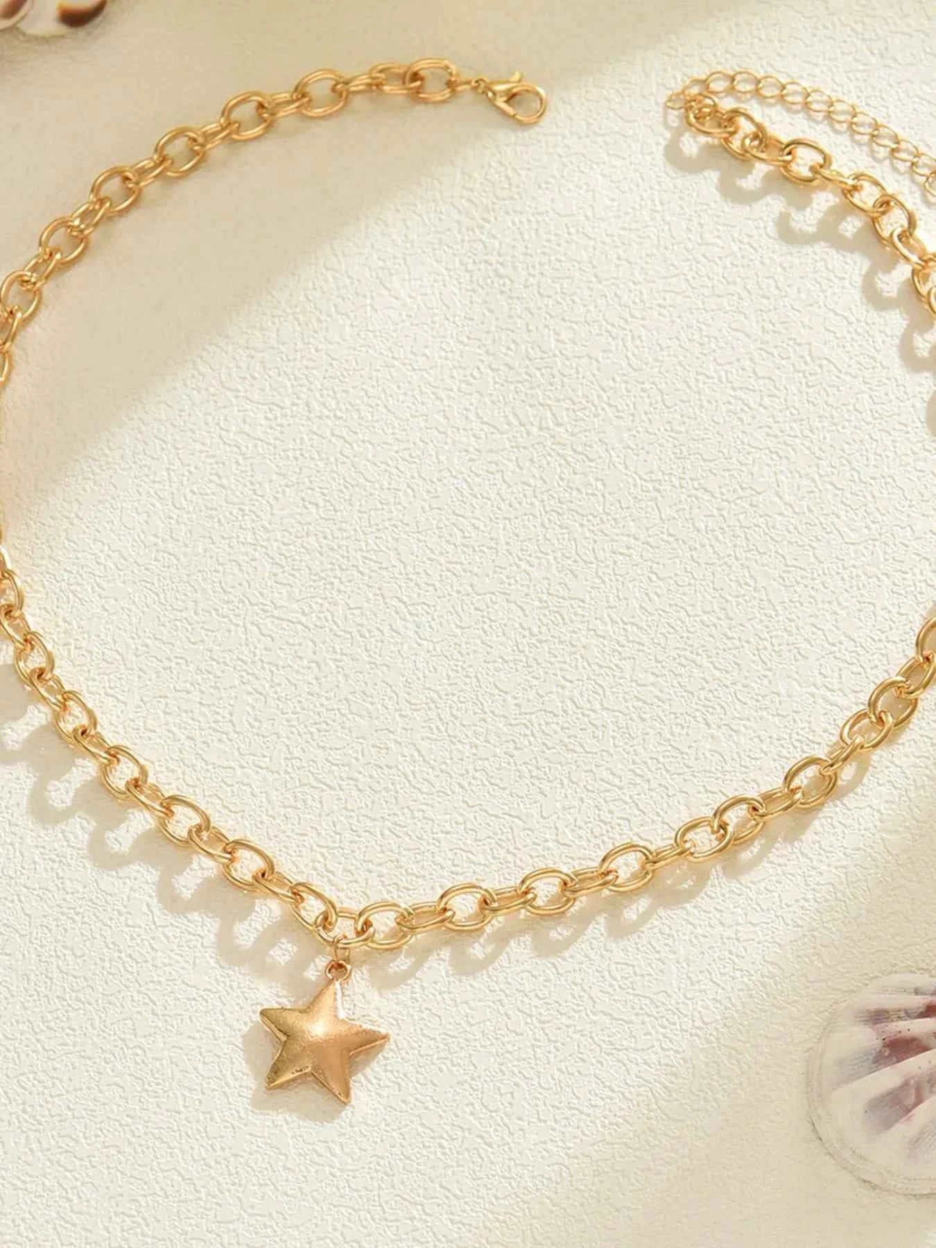 18K Gold-Plated Star Pendant Chain Necklace