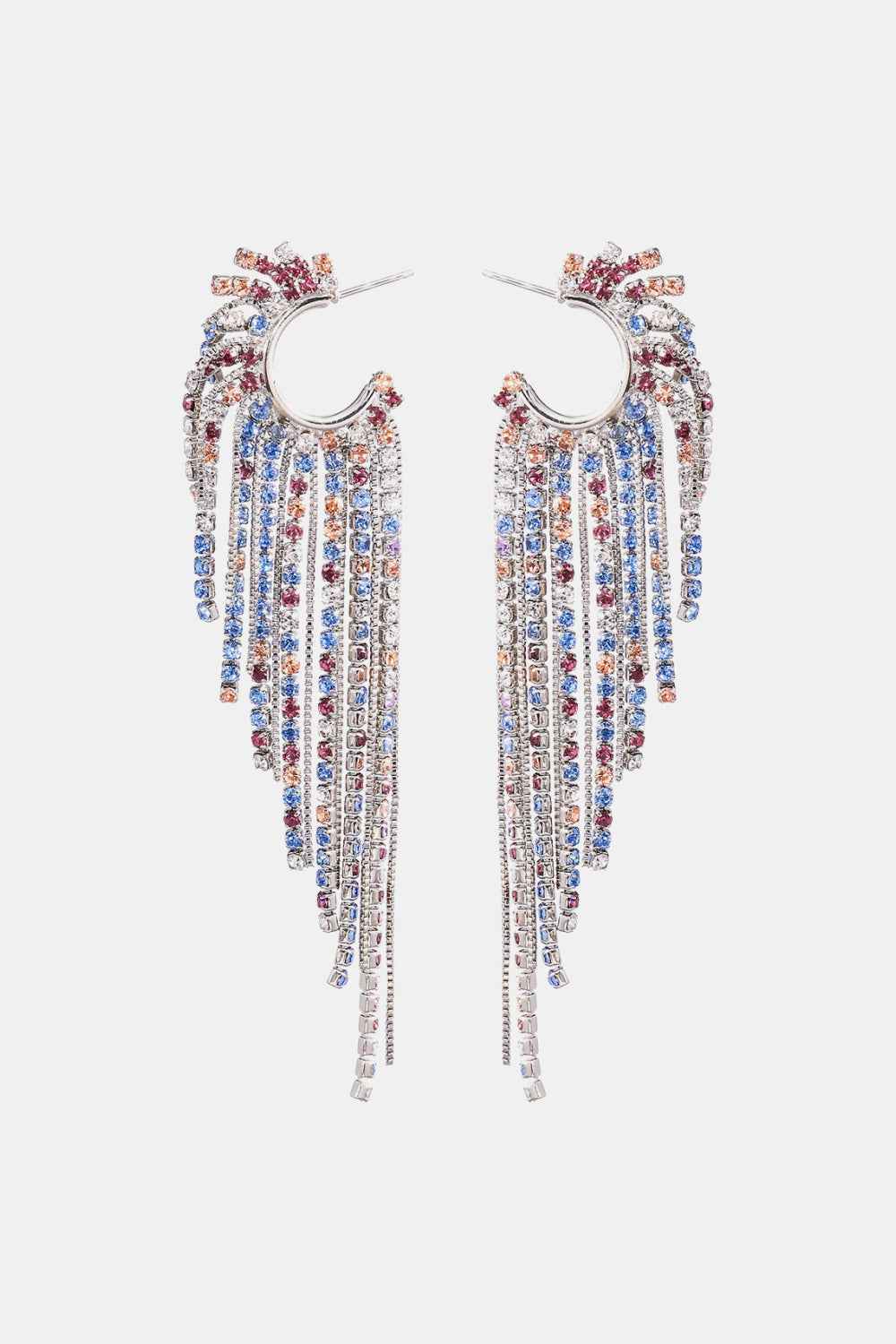 Fringed Rhinestone Zinc Alloy Dangle Earrings