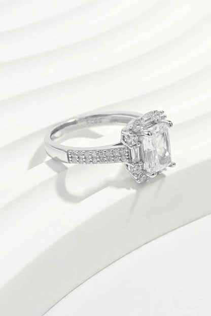 925 Sterling Silver Inlaid Zircon Square Ring