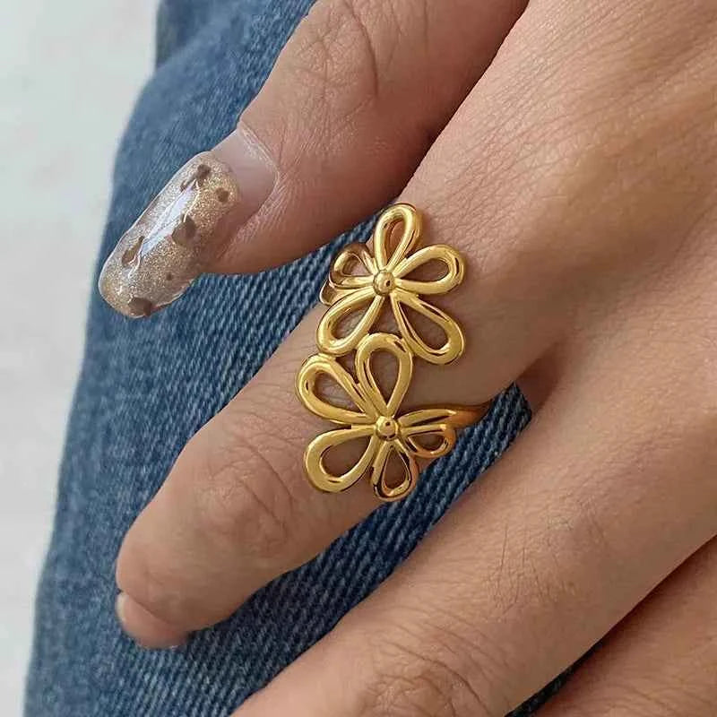 Stainless Steel Flower Ring