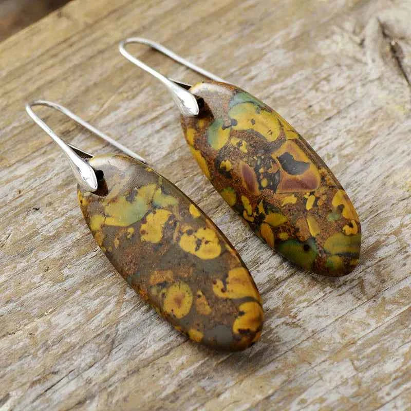 Natural Stone Copper Dangle Earrings