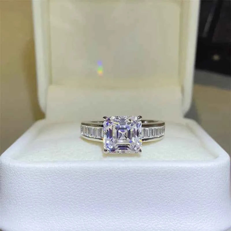 3 Carat Moissanite 925 Sterling Silver Square Shape Ring