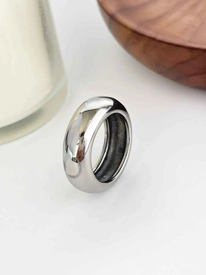 2-Piece 18K Gold-Plated Stainless Dome Band Rings