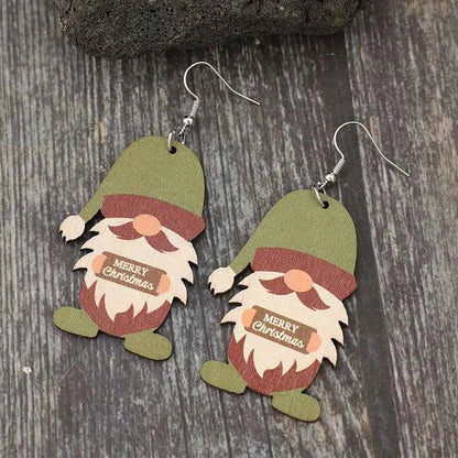 Wooden Gnome Dangle Earrings