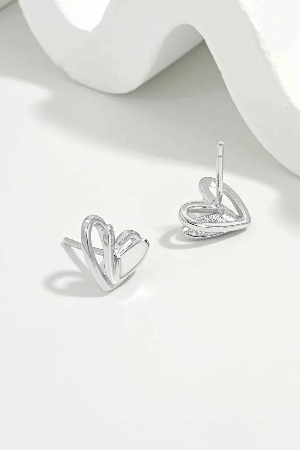 925 Sterling Silver Heart Stud Earrings
