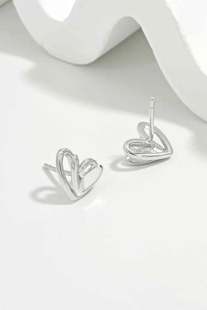 925 Sterling Silver Heart Stud Earrings
