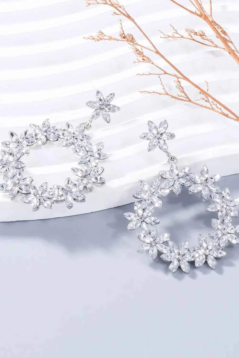 Rhinestone Flower Dangle Earrings