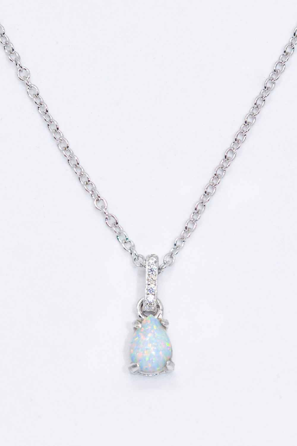 Opal Pendant 925 Sterling Silver Chain-Link Necklace