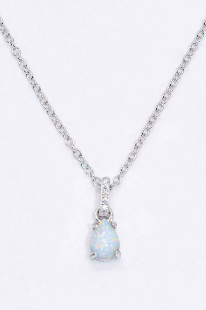 Opal Pendant 925 Sterling Silver Chain-Link Necklace