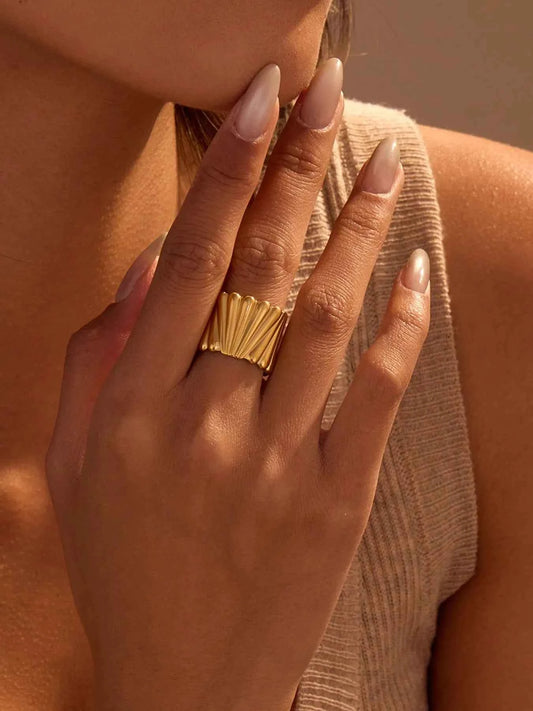 18K Gold-Plated Wide Band Statement Ring