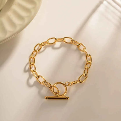 18K Gold-Plated Stainless Steel Toggle Chain Bracelet