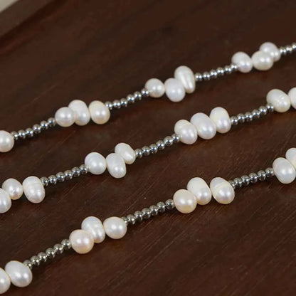 Freshwater Pearl Titanium Steel Bead Necklace