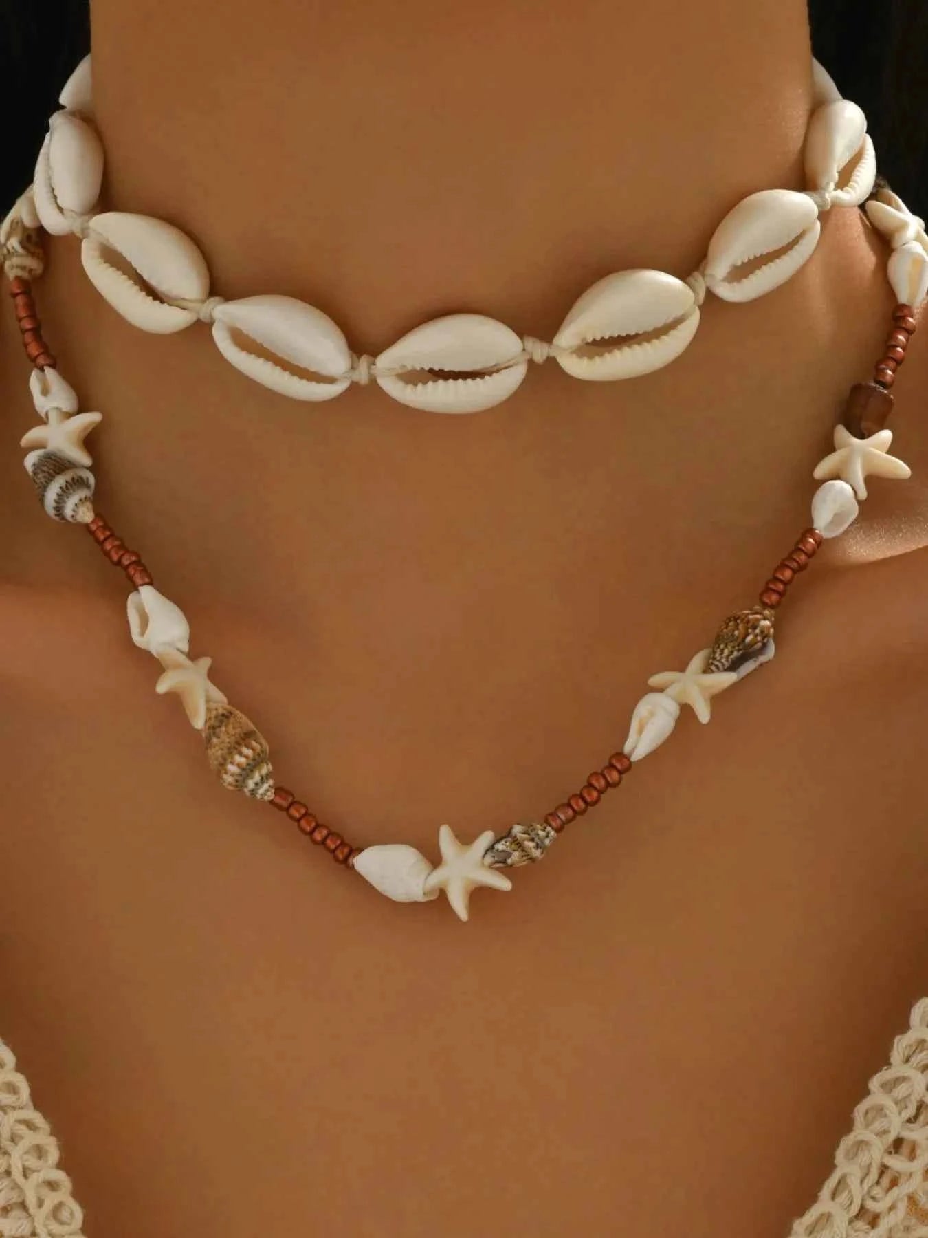 2 Piece Shell Charm Necklace