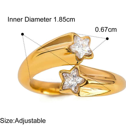 Star Crystal Gold Adjustable Ring