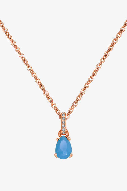 Teardrop Turquoise 4-Prong Pendant Necklace