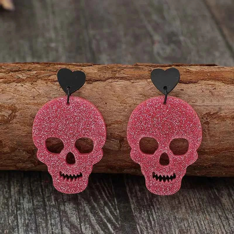 Acrylic Skeleton & Heart Earrings
