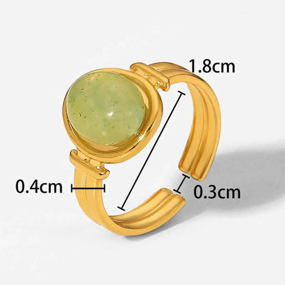 Vintage Natural Stone Gold Plated Adjustable Ring