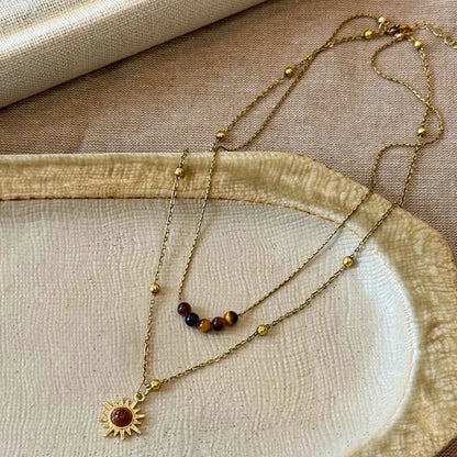 Tiger's Eye Copper Double Layered Necklace