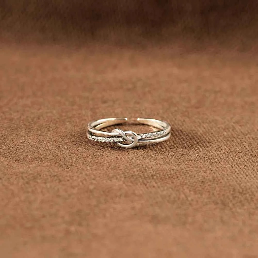 925 Sterling Silver Double-Layered Knot Ring