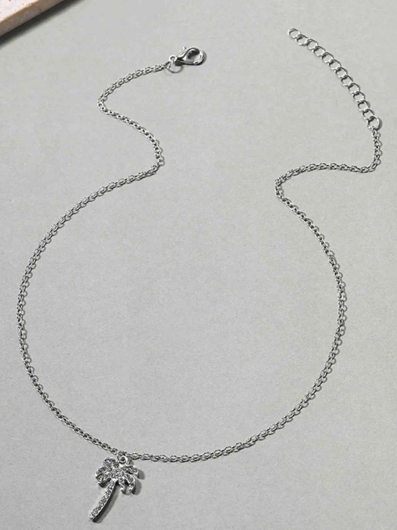 Zircon Palm Tree Pendant Necklace