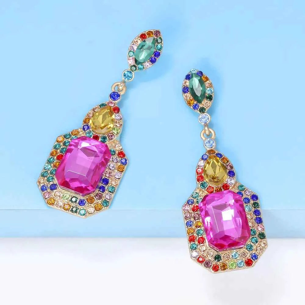 Alloy Rhinestone Dangle Earrings