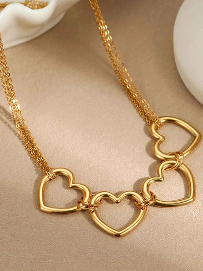 18K Gold-Plated Stainless Steel Heart Necklace