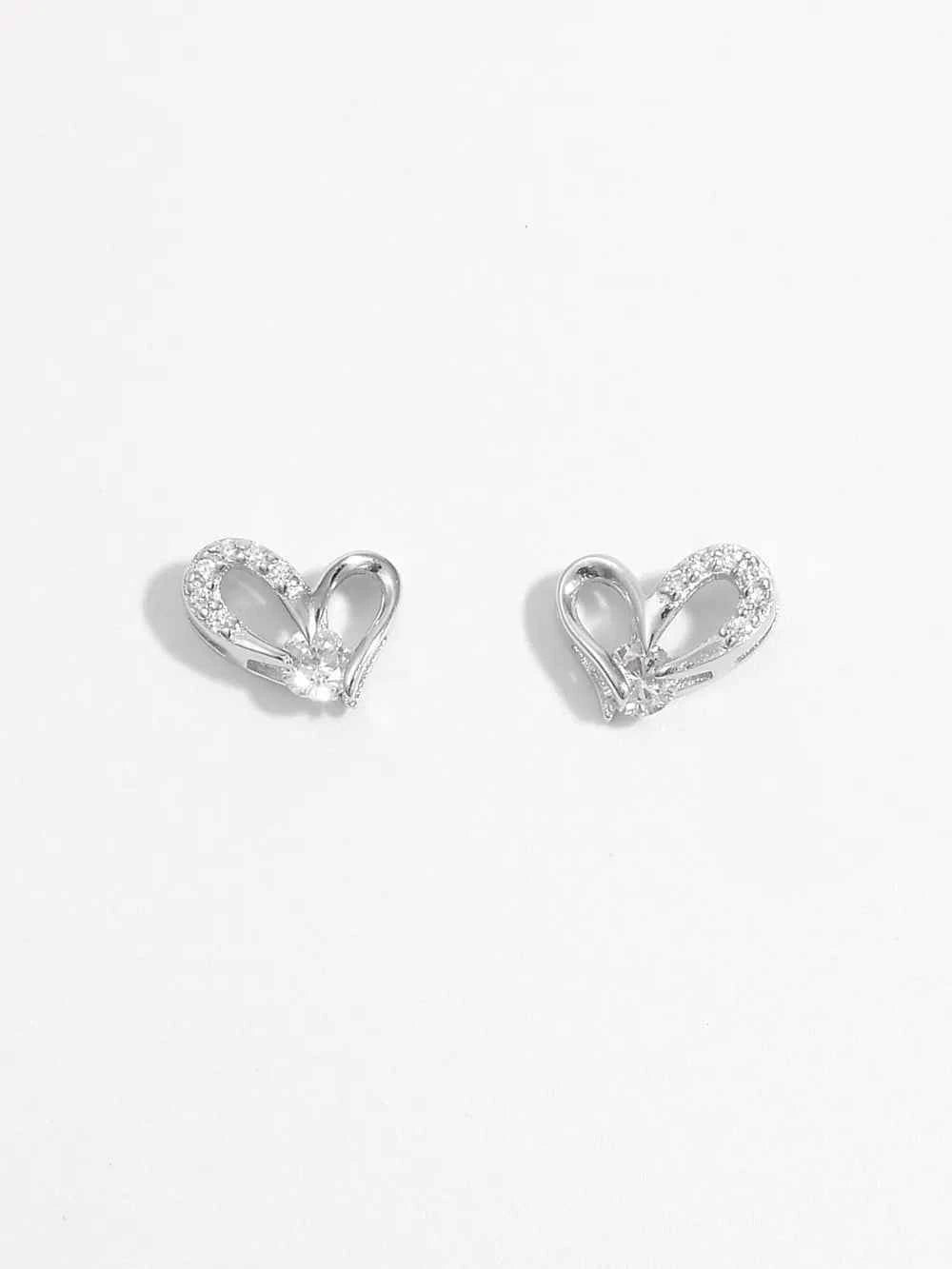 925 Sterling Silver Inlaid Zircon Heart Earrings