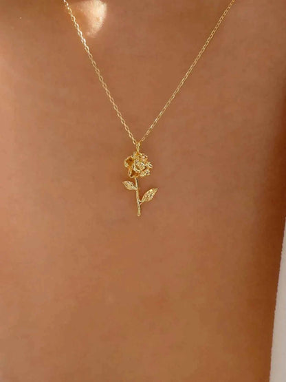 Alloy Rose Pendant Necklace