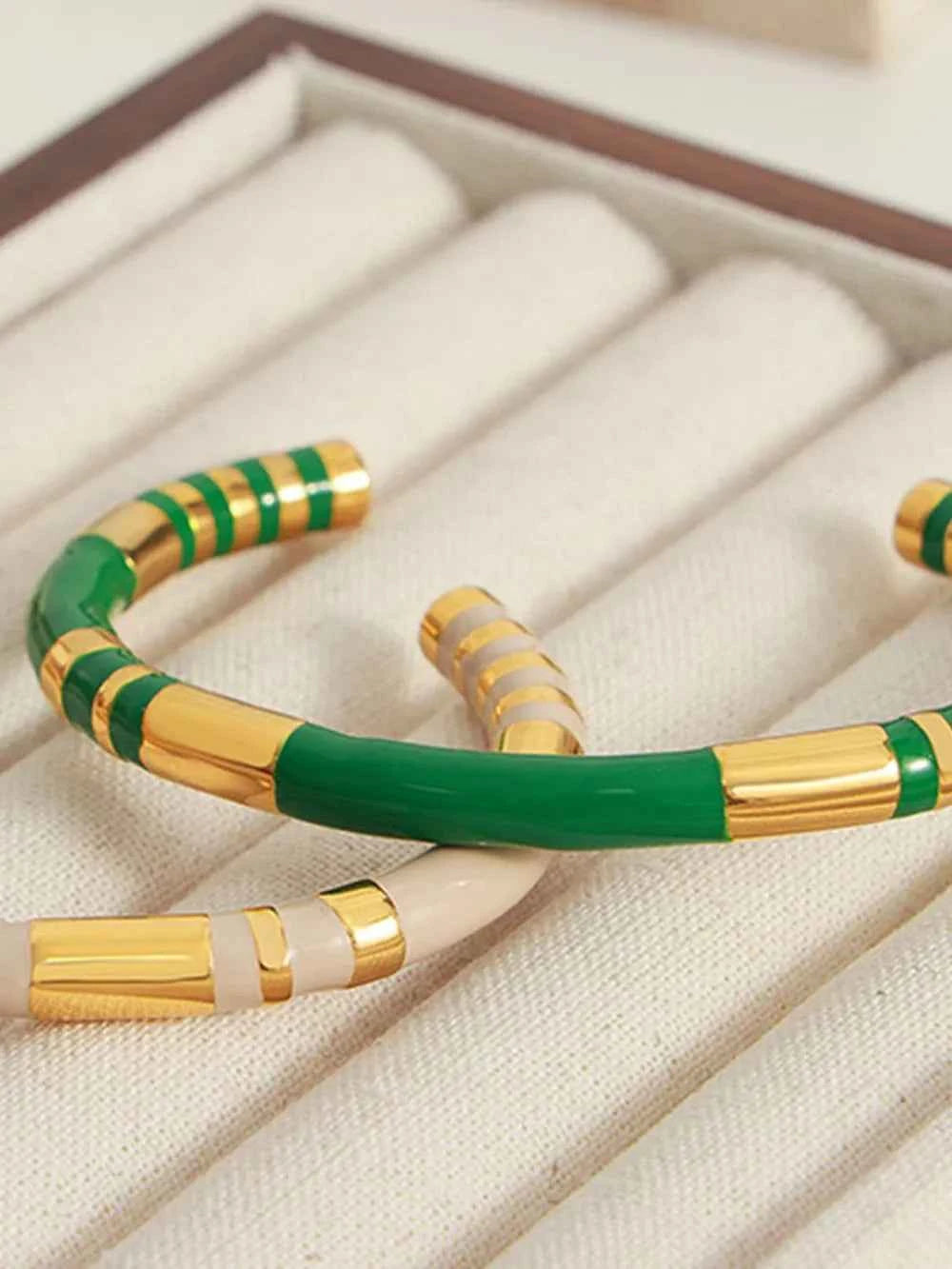 Enamel Titanium Steel Cuff Bracelet