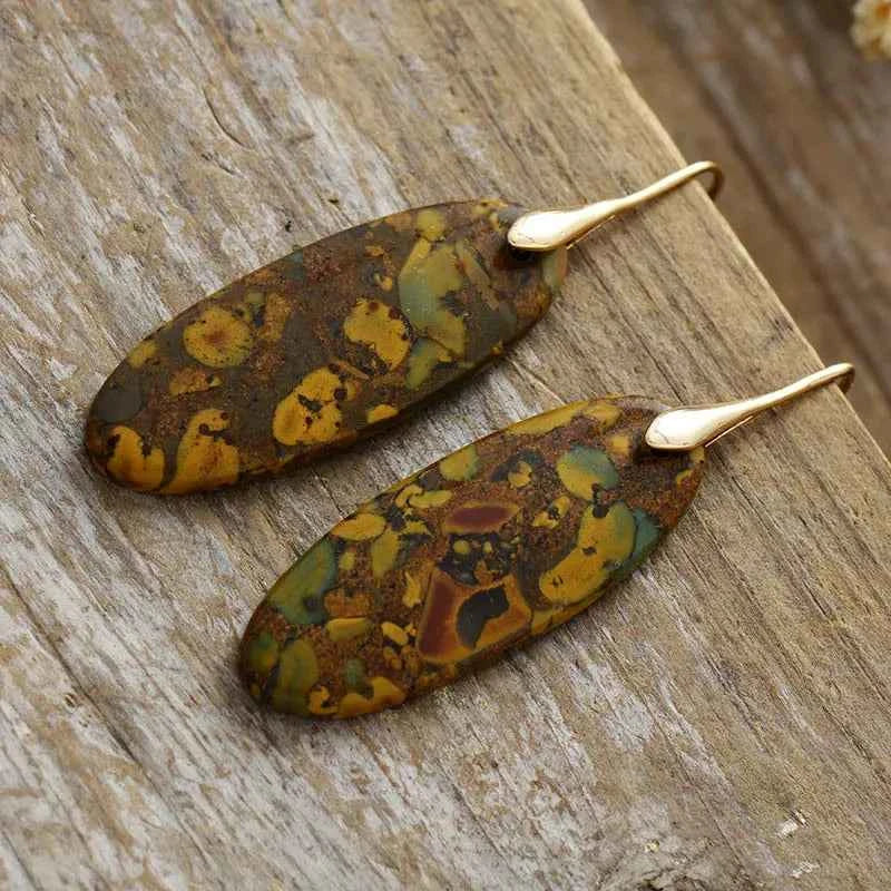 Natural Stone Copper Dangle Earrings