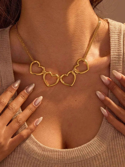 18K Gold-Plated Stainless Steel Heart Necklace