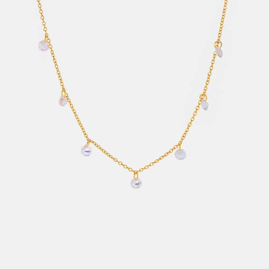 Stainless Steel Rhinestone Pendant Necklace