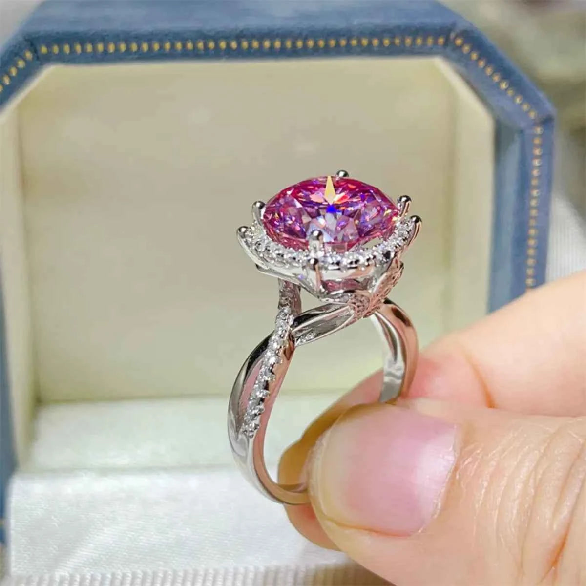 5 Carat Moissanite Halo Engagement Ring