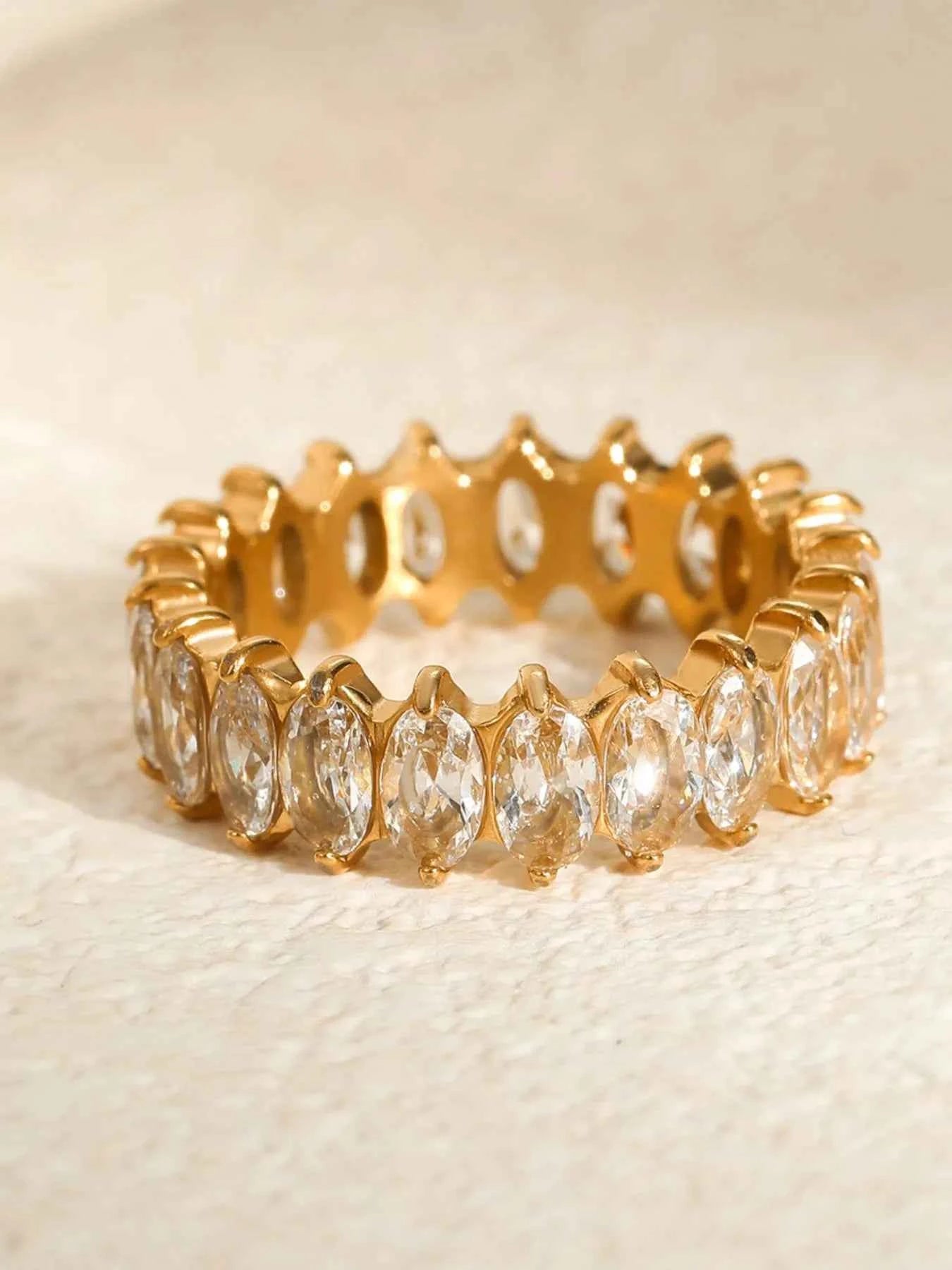 18K Gold-Plated Stainless Steel Zircon Ring