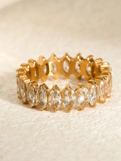 18K Gold-Plated Stainless Steel Zircon Ring