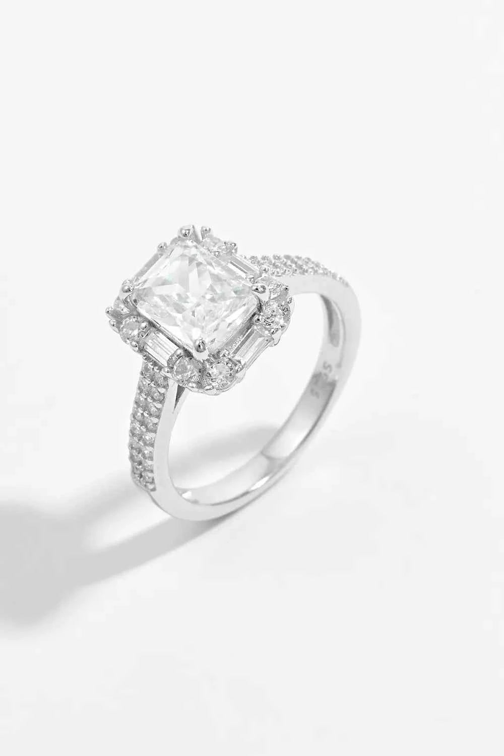 925 Sterling Silver Inlaid Zircon Square Ring