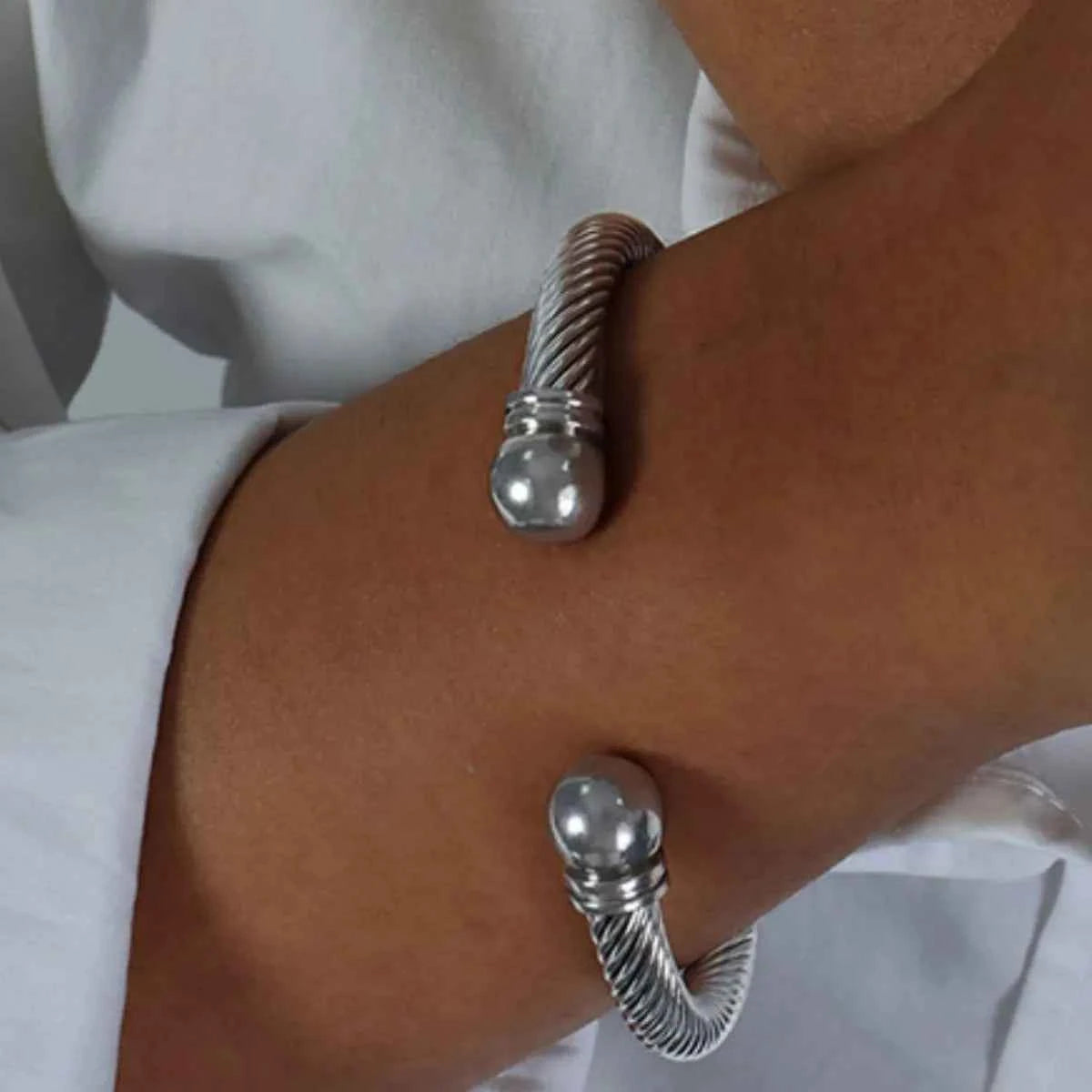 Stainless Steel Twisted Cable Cuff Bracelet