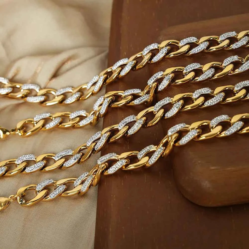 Zircon Titanium Steel Chunky Chain Necklace