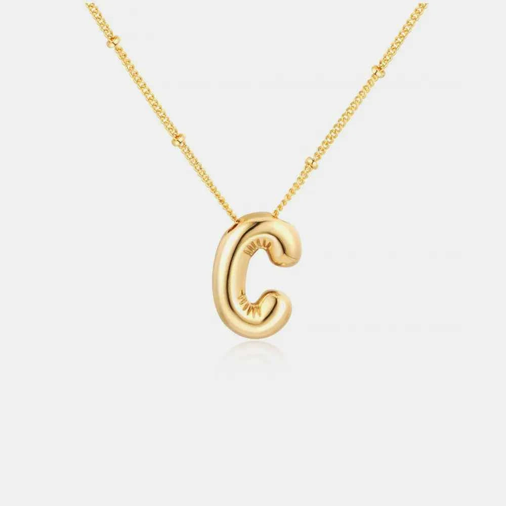 Gold-Plated Bubble Initial Necklace
