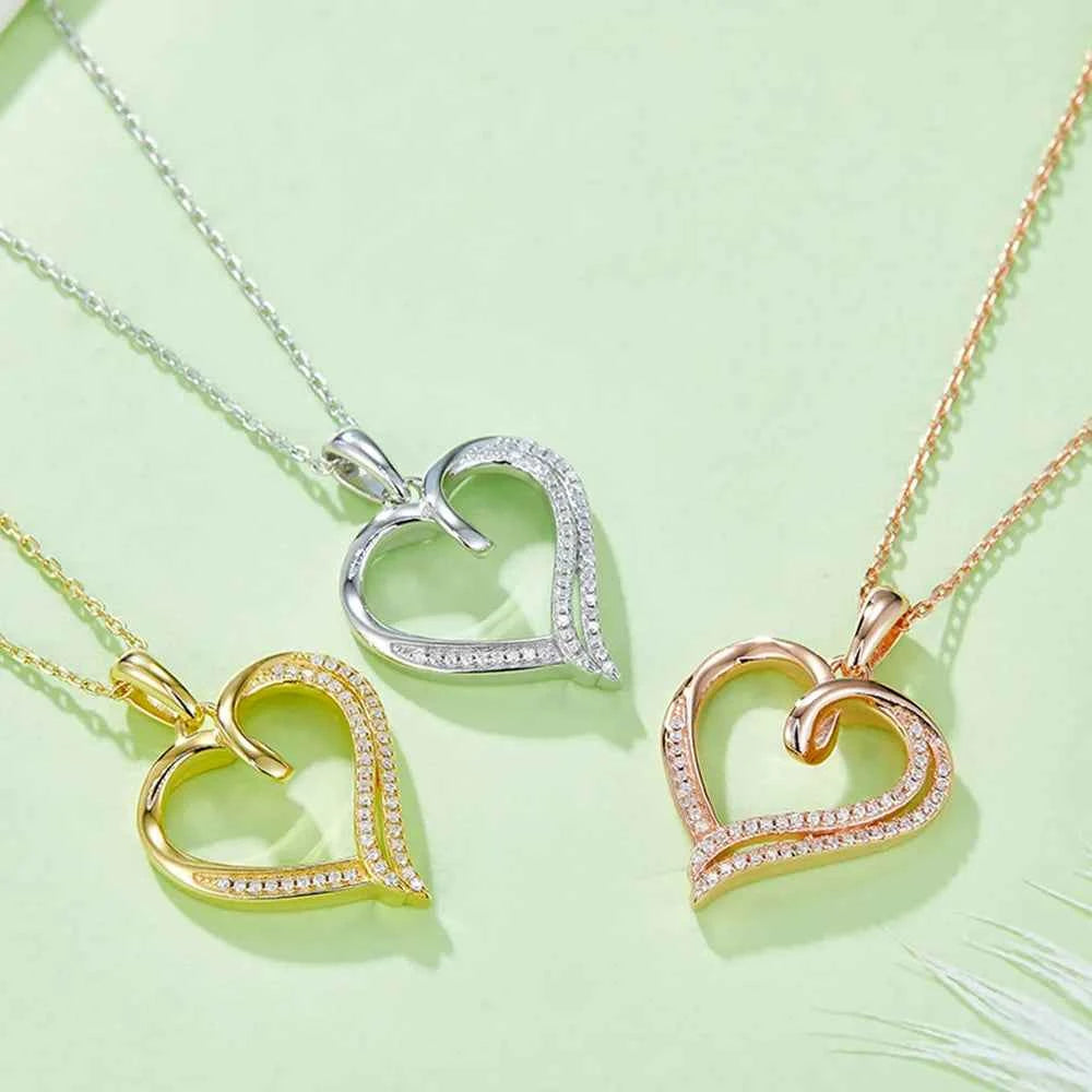 Moissanite 925 Sterling Silver Heart Shape Necklace