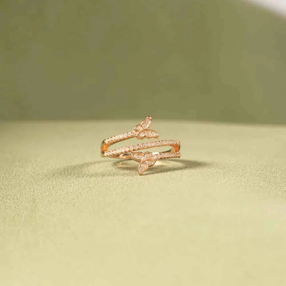 925 Sterling Silver Inlaid Zircon Butterfly Ring