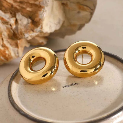 Stainless Steel Cutout Round Shape Earrings