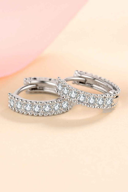 925 Sterling Silver Inlaid Moissanite Huggie Earrings