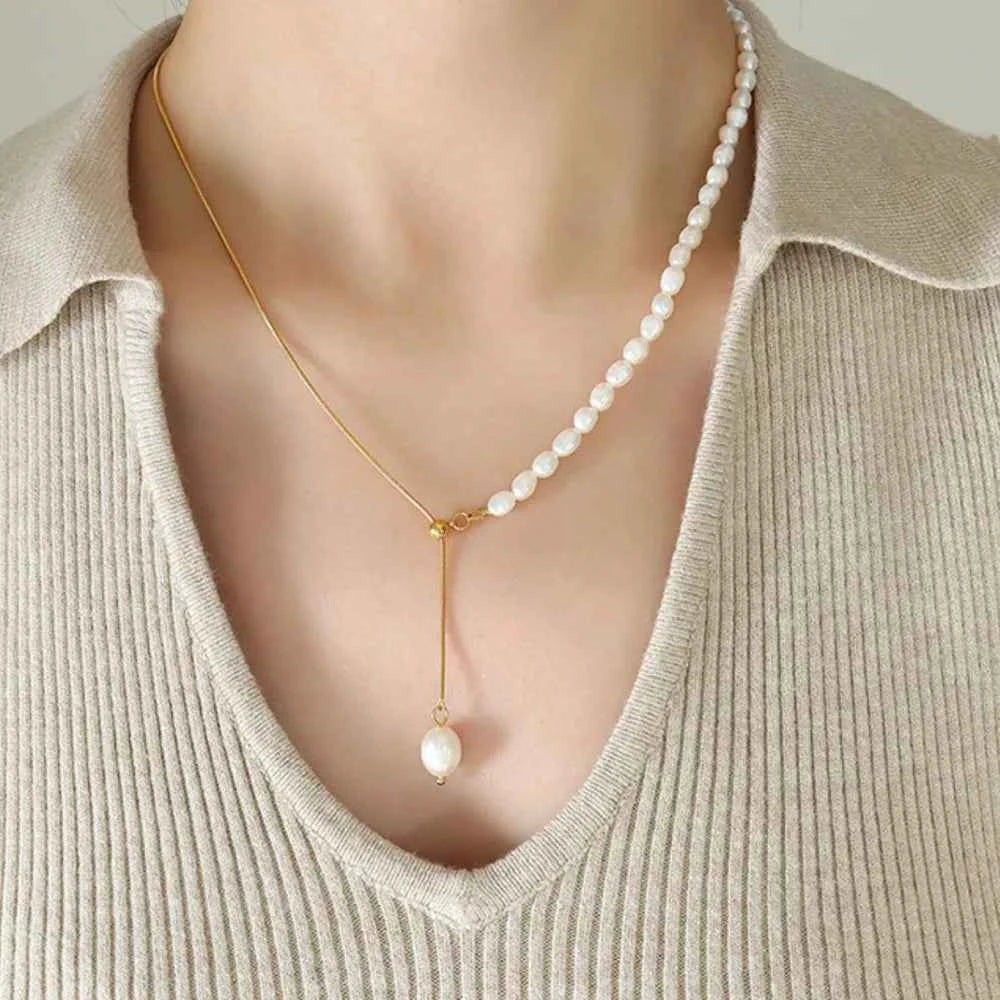 18K Gold-Plated Pearl Necklace