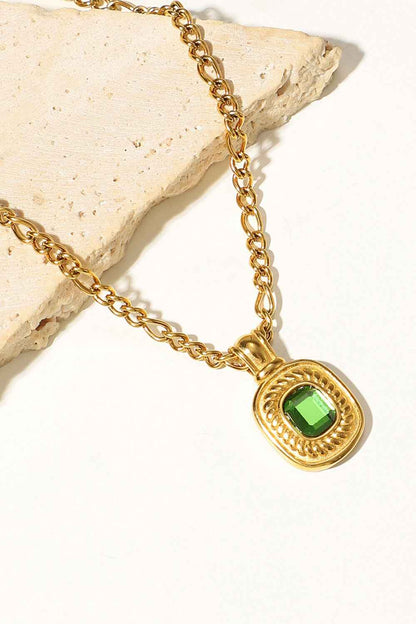 18K Gold Plated Inlaid Rhinestone Pendant Necklace