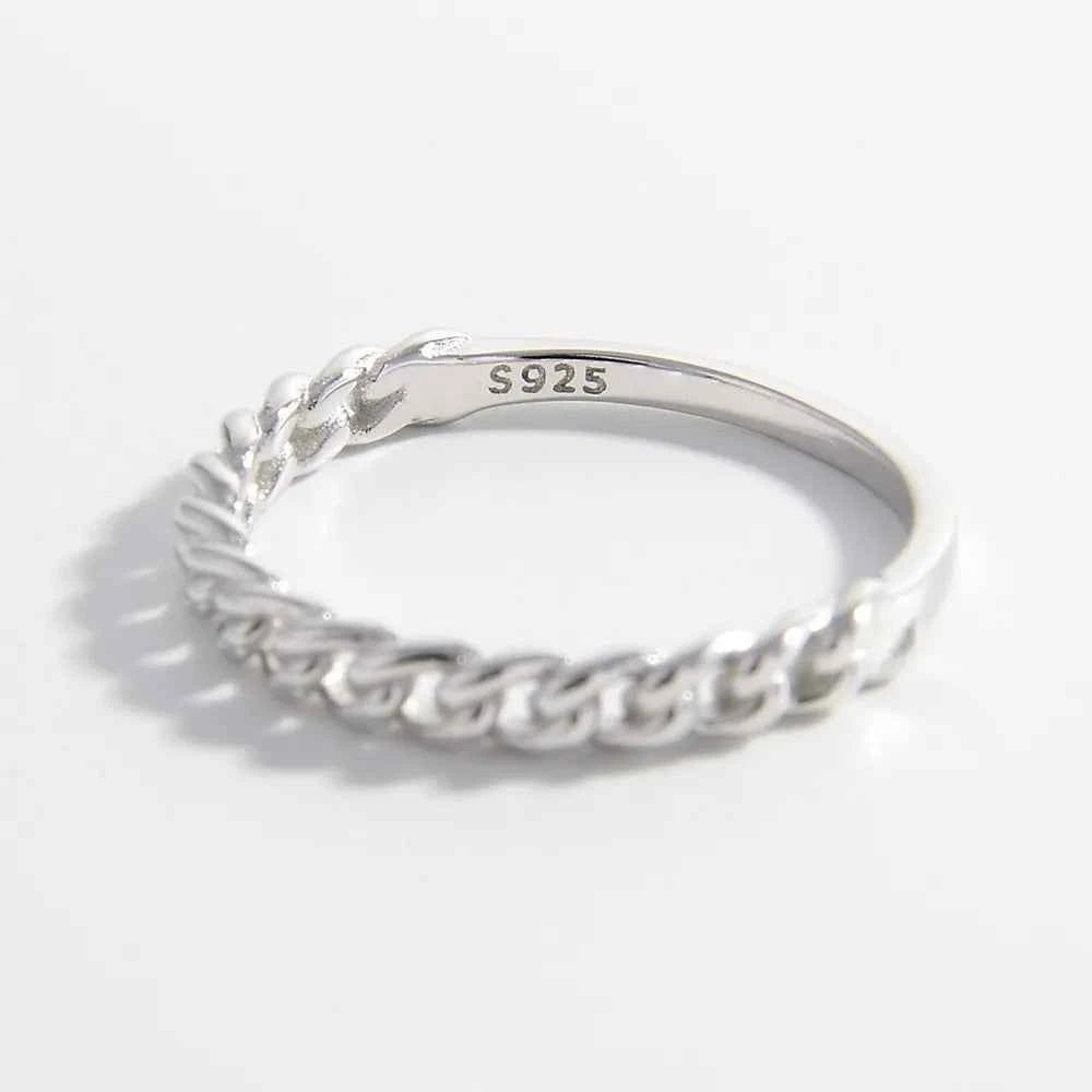 925 Sterling Silver Curb Chain Ring