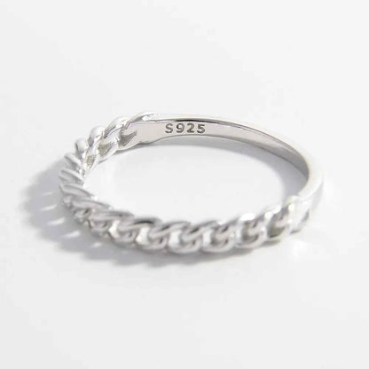 925 Sterling Silver Curb Chain Ring
