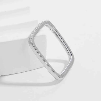 925 Sterling Silver Zircon Square Ring