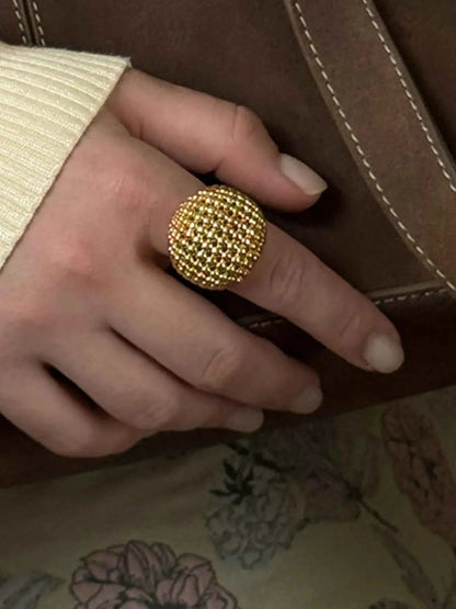 Stainless Steel Textured Dome Ring
